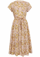 50's style cotton button through midi length dress with a waist tie