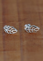 Sterling Silver leaf skeleton stud earrings with butterfly backs