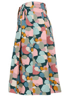 Pastel print cotton knee length skirt with pockets and belt loops