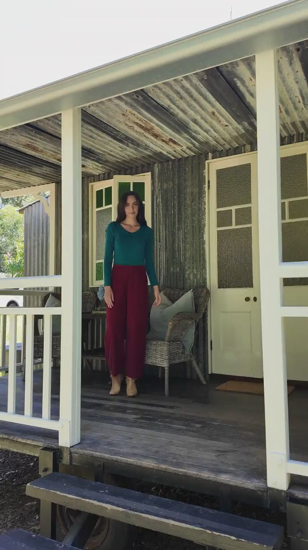 Nora Corduroy Pants Cabernet video