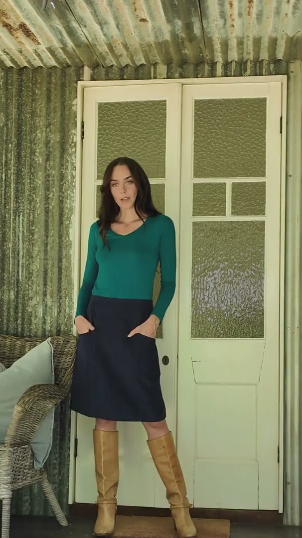 Aalia Corduroy Skirt Maritime Blue video