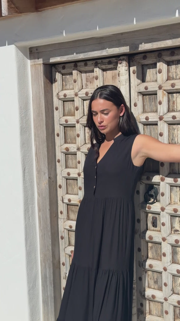Boho Tiered Maxi Dress Black video