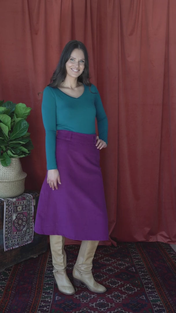 Belt Loop Corduroy Skirt Plum Caspia video