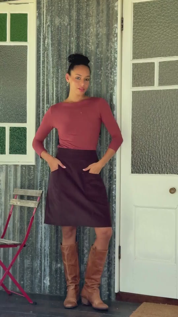 Aalia Corduroy Skirt Ganache video