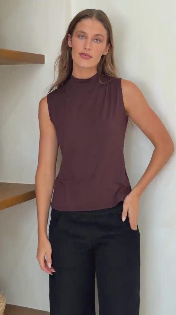 Turtleneck Tank Dark Brown video