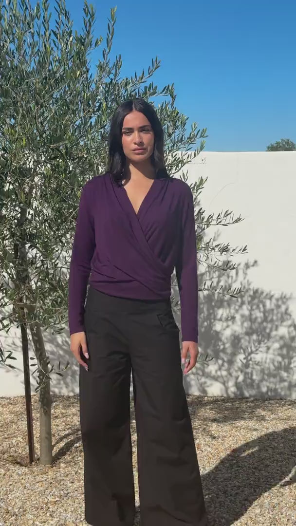 False Wrap Top Dark Purple video