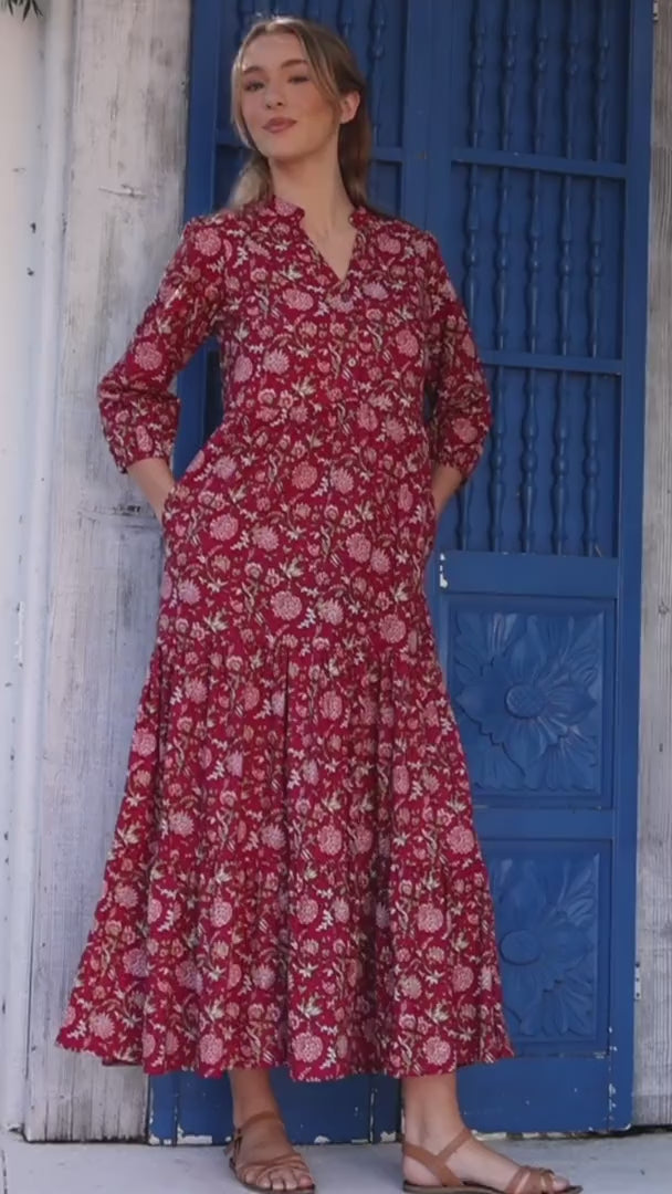 Cranberry Tiered Maxi Dress video