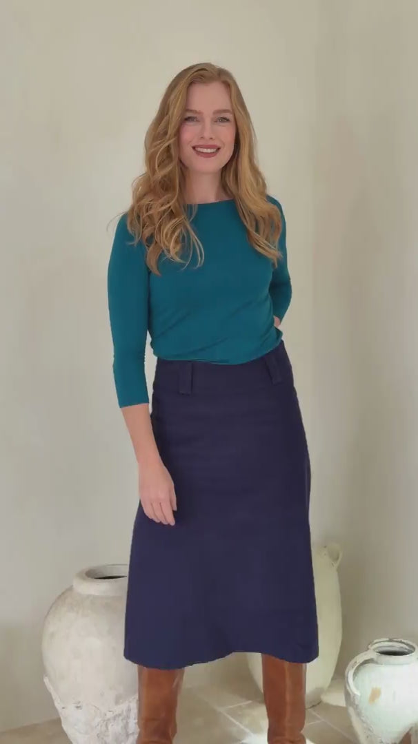 Belt Loop Corduroy Skirt Maritime Blue video