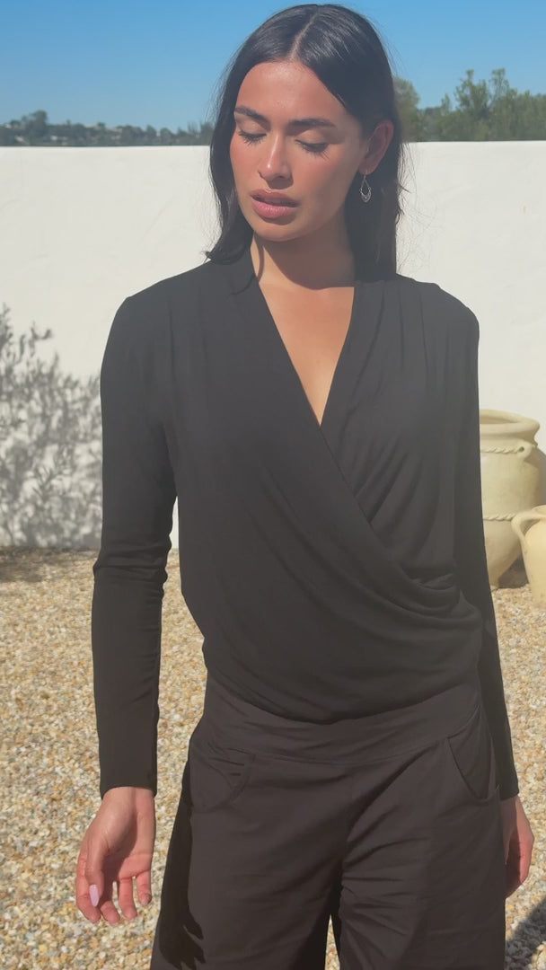 False Wrap Top Black video