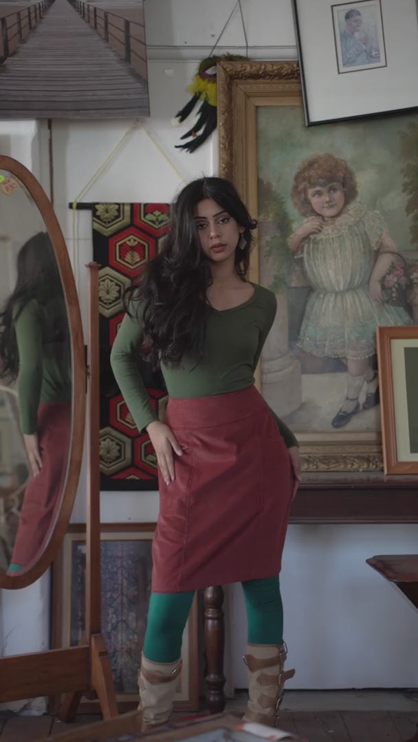 Aalia Corduroy Skirt Burnt Henna video