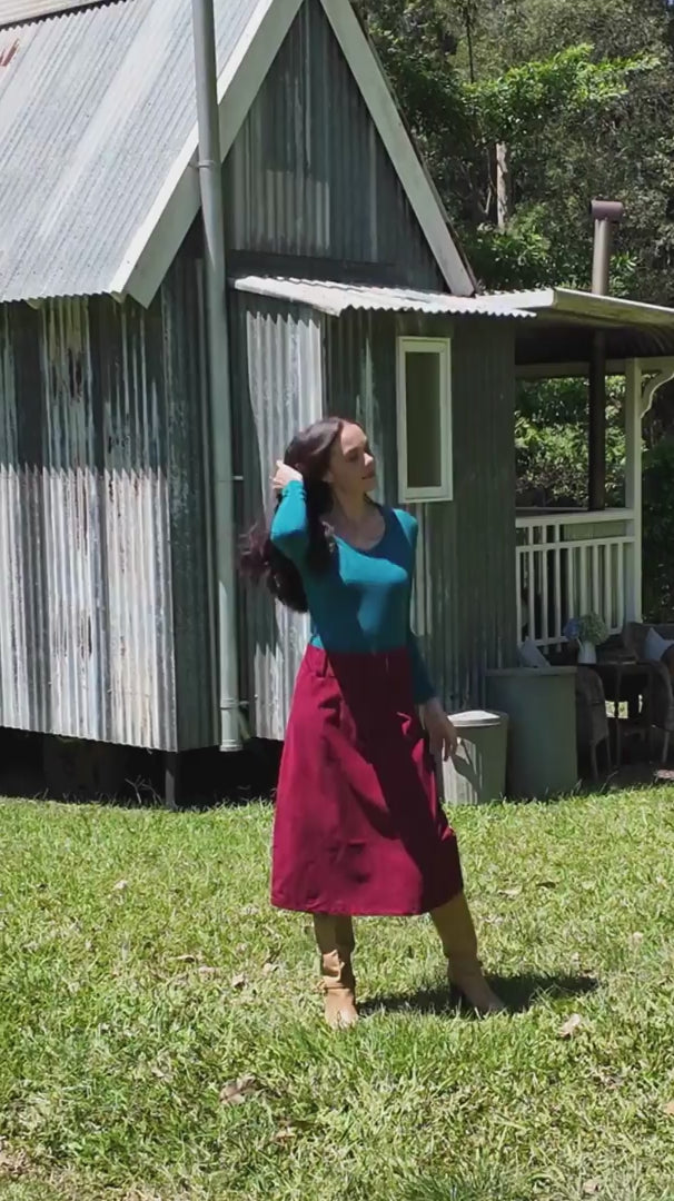 Belt Loop Corduroy Skirt Cabernet video