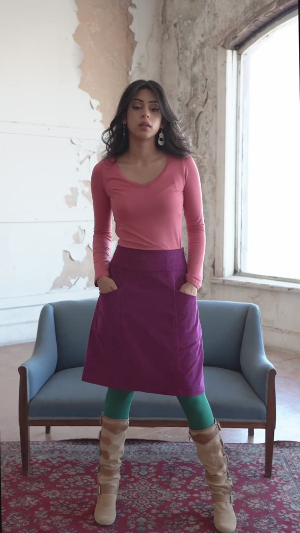 Aalia Corduroy Skirt Plum Caspia video