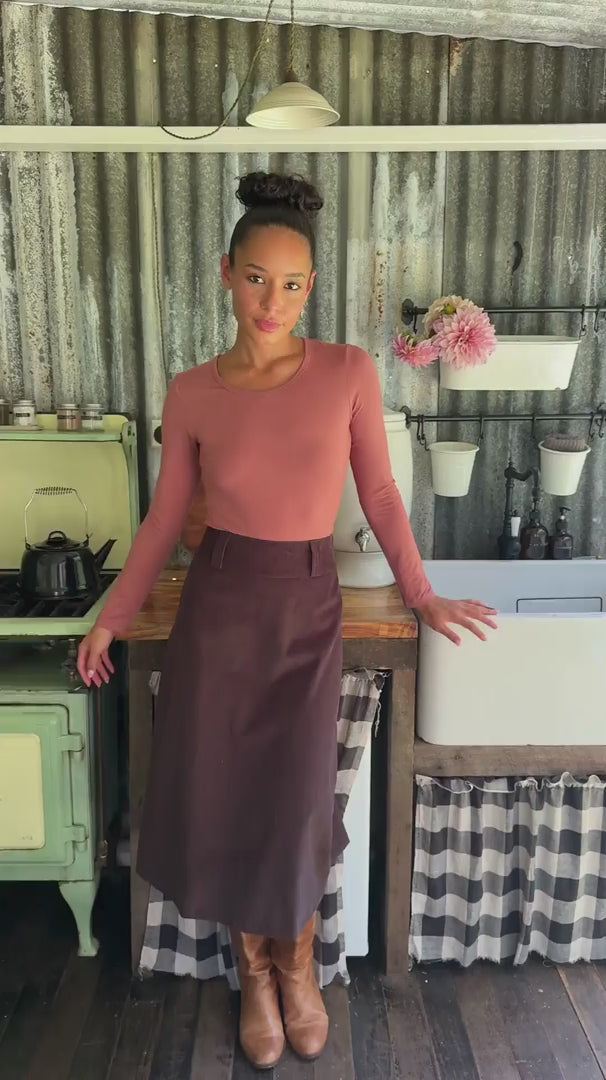 Belt Loop Corduroy Skirt Ganache video