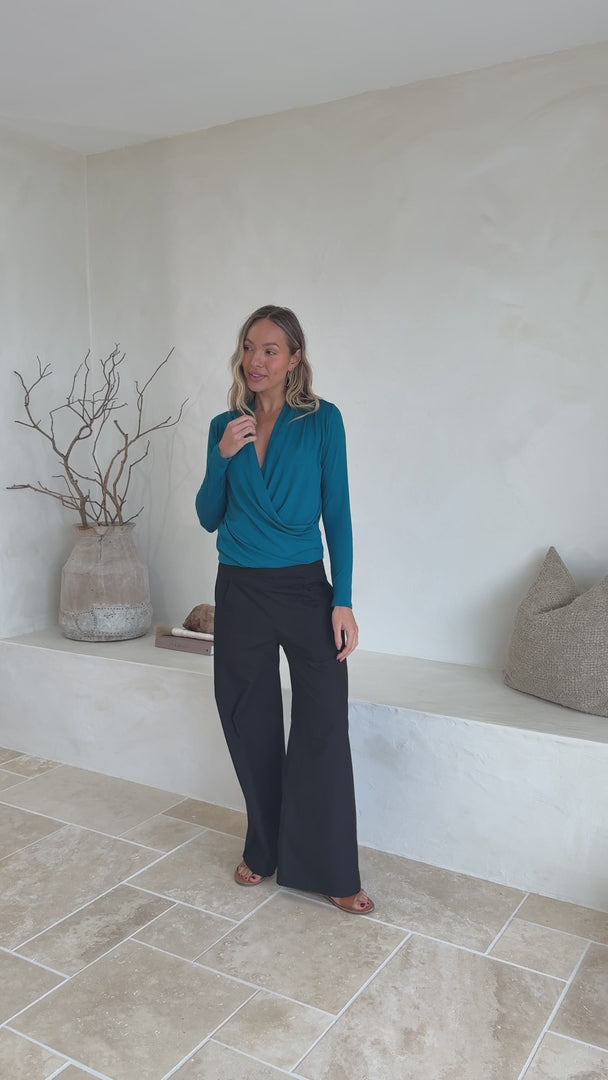 False Wrap Top Teal video