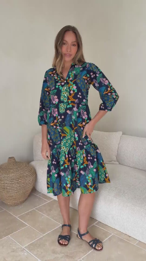 Tiered Midi Dress Peacock video