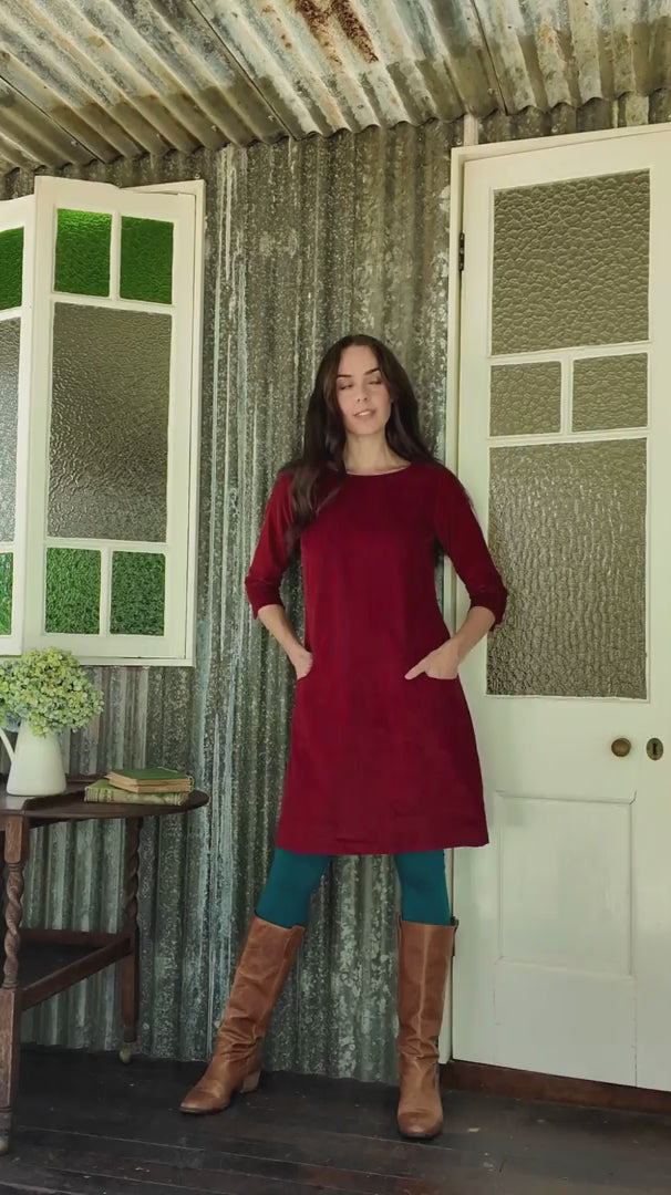 Jamie Corduroy Dress Cabernet video