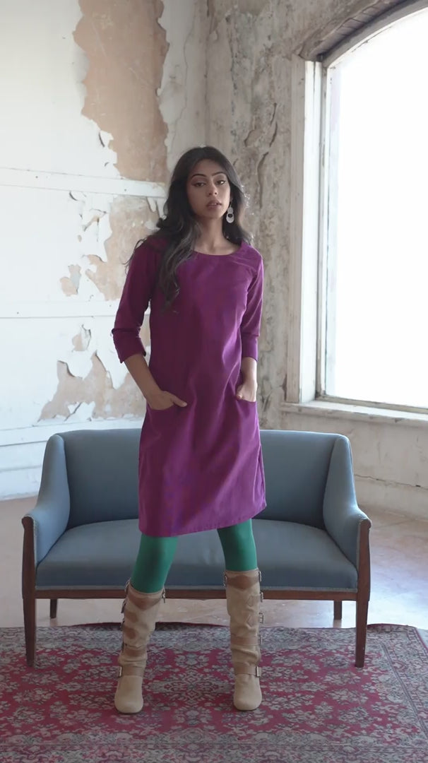 Jamie Corduroy Dress Plum Caspia video