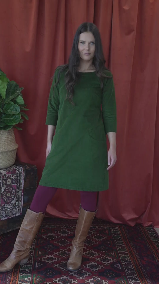 Jamie Corduroy Dress Douglas Fir video