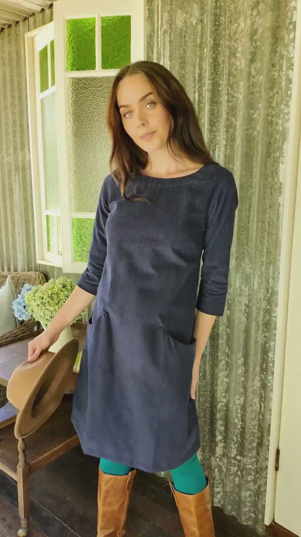 Jamie Corduroy Dress Maritime Blue video