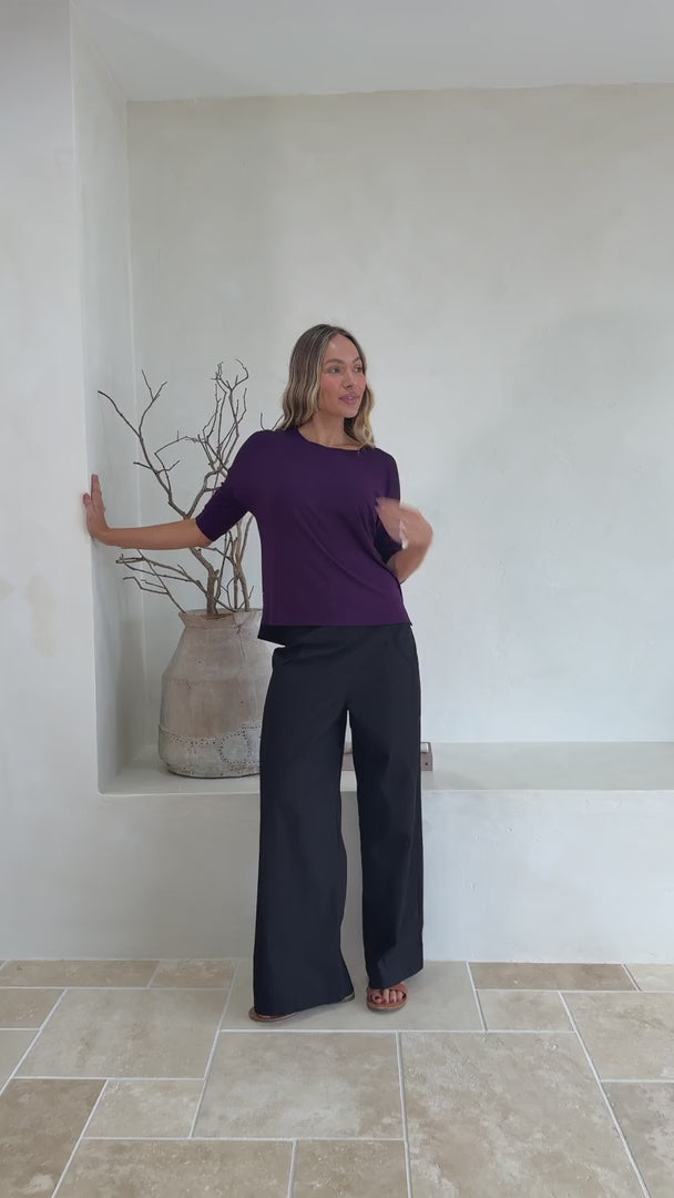 Everyday Relaxed Fit Top Dark Purple video