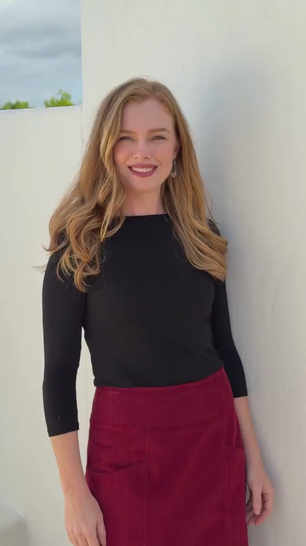 Aalia Corduroy Skirt Cabernet video