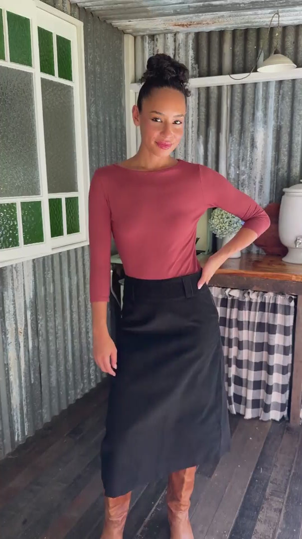 Belt Loop Corduroy Skirt Black video