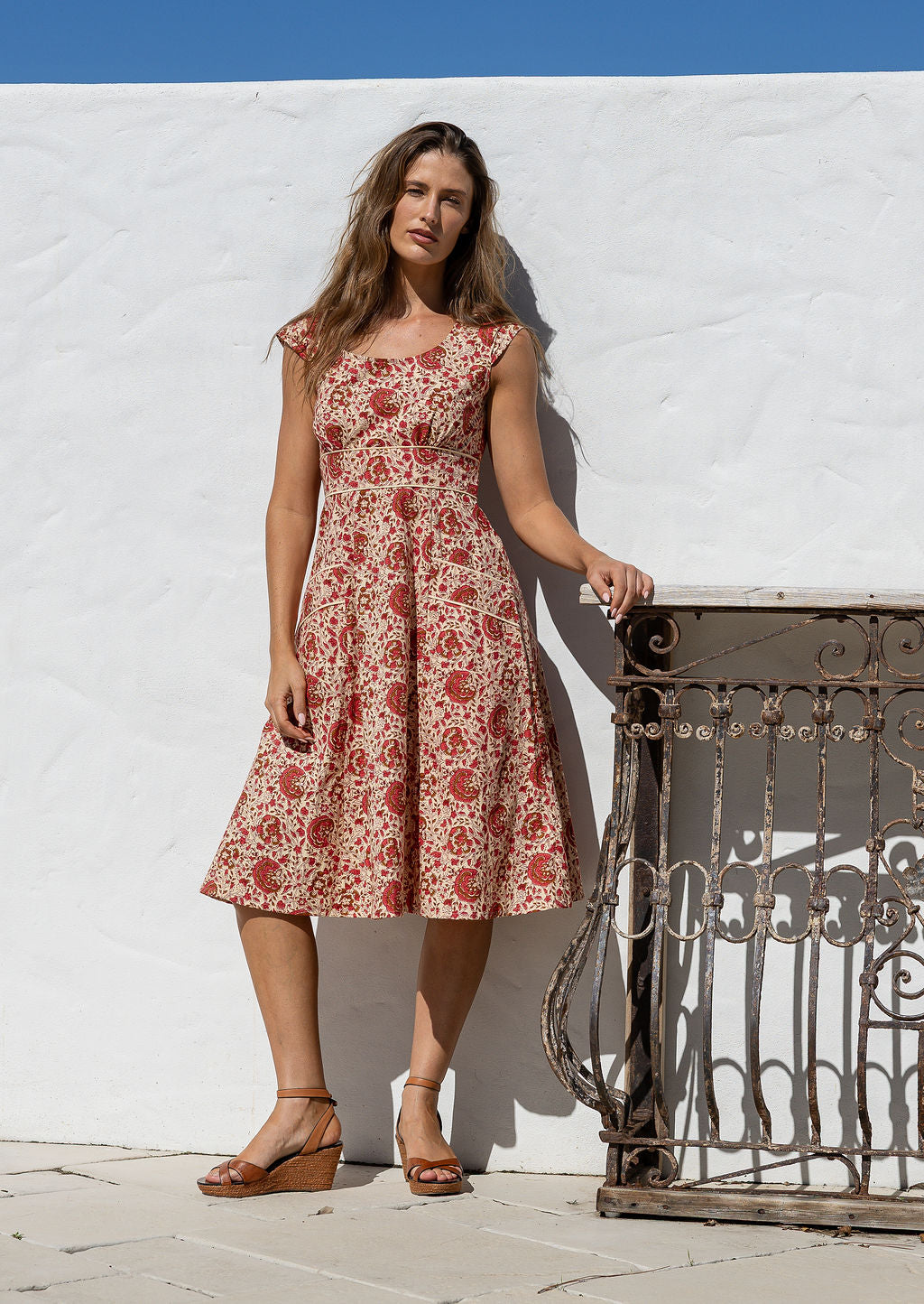 Scarlett Dress Rose| Cap Sleeved Retro Inspired Dress With Piped Details –  Karma East