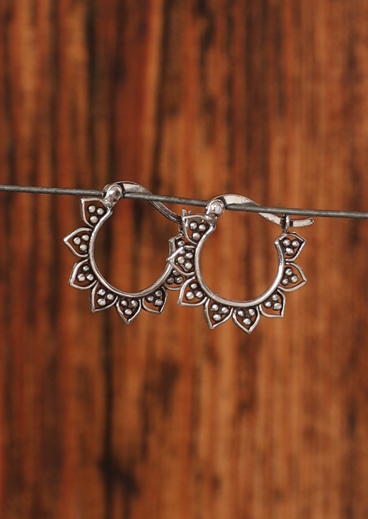 sterling silver boho petal hoop earrings Australia