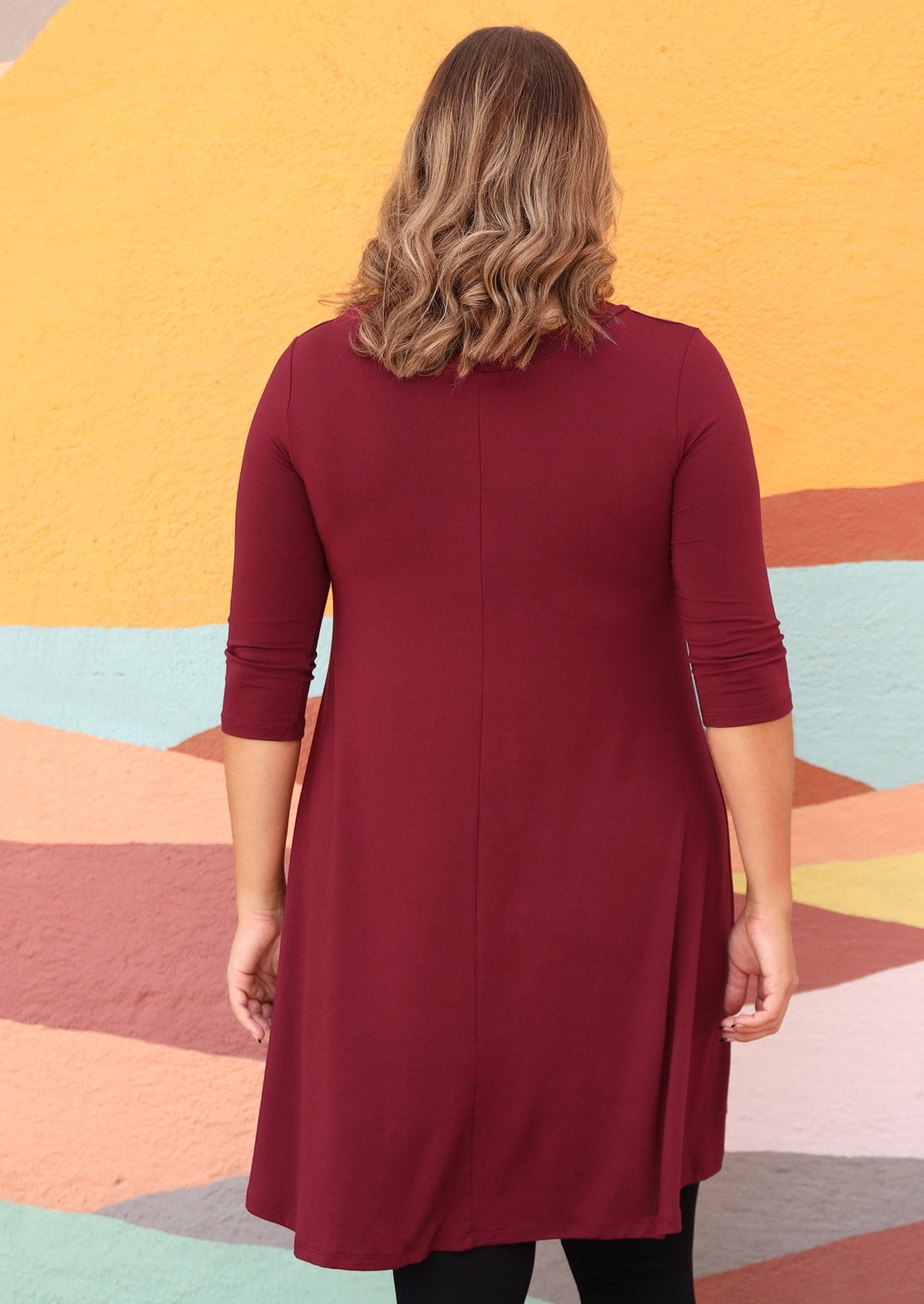 Half Sleeve Jersey Dress Maroon S M 10 14