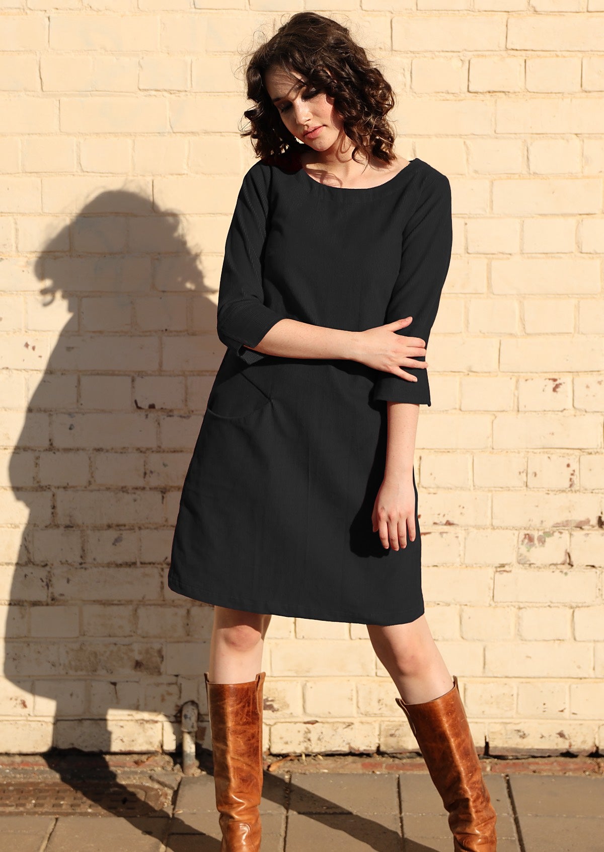 Black cord dress online