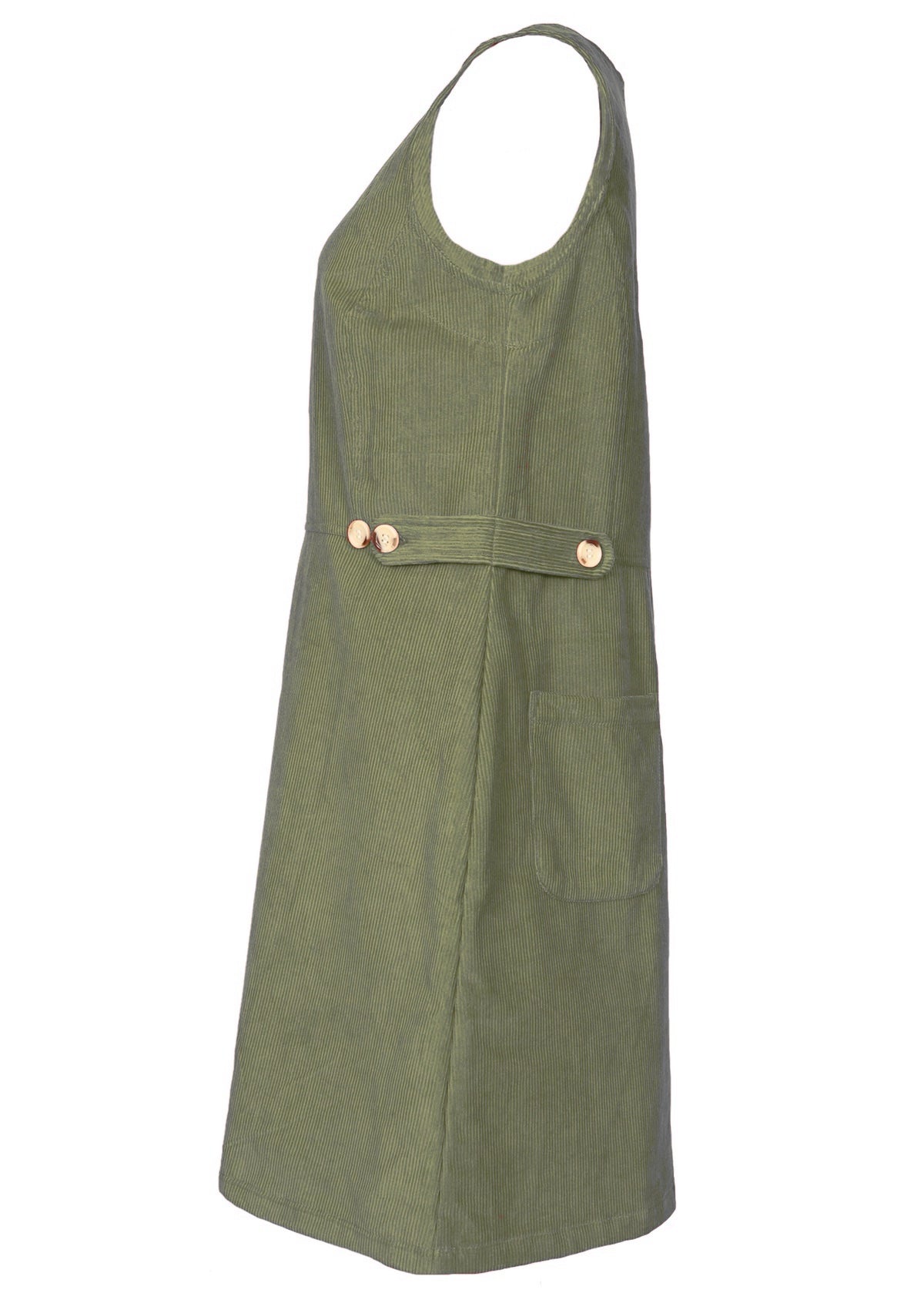 Pocket front zip up outlet back corduroy pinafore dress