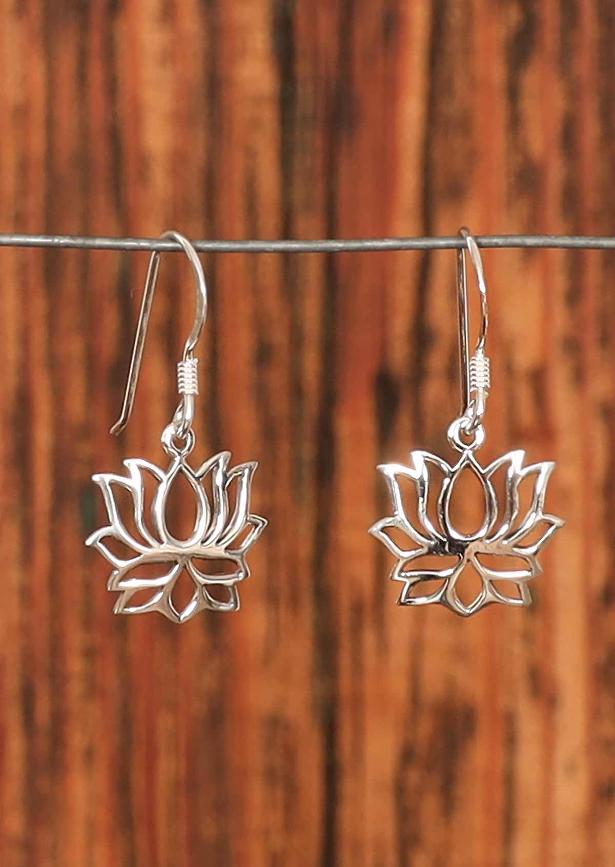 sterling silver lotus hook earrings Australia