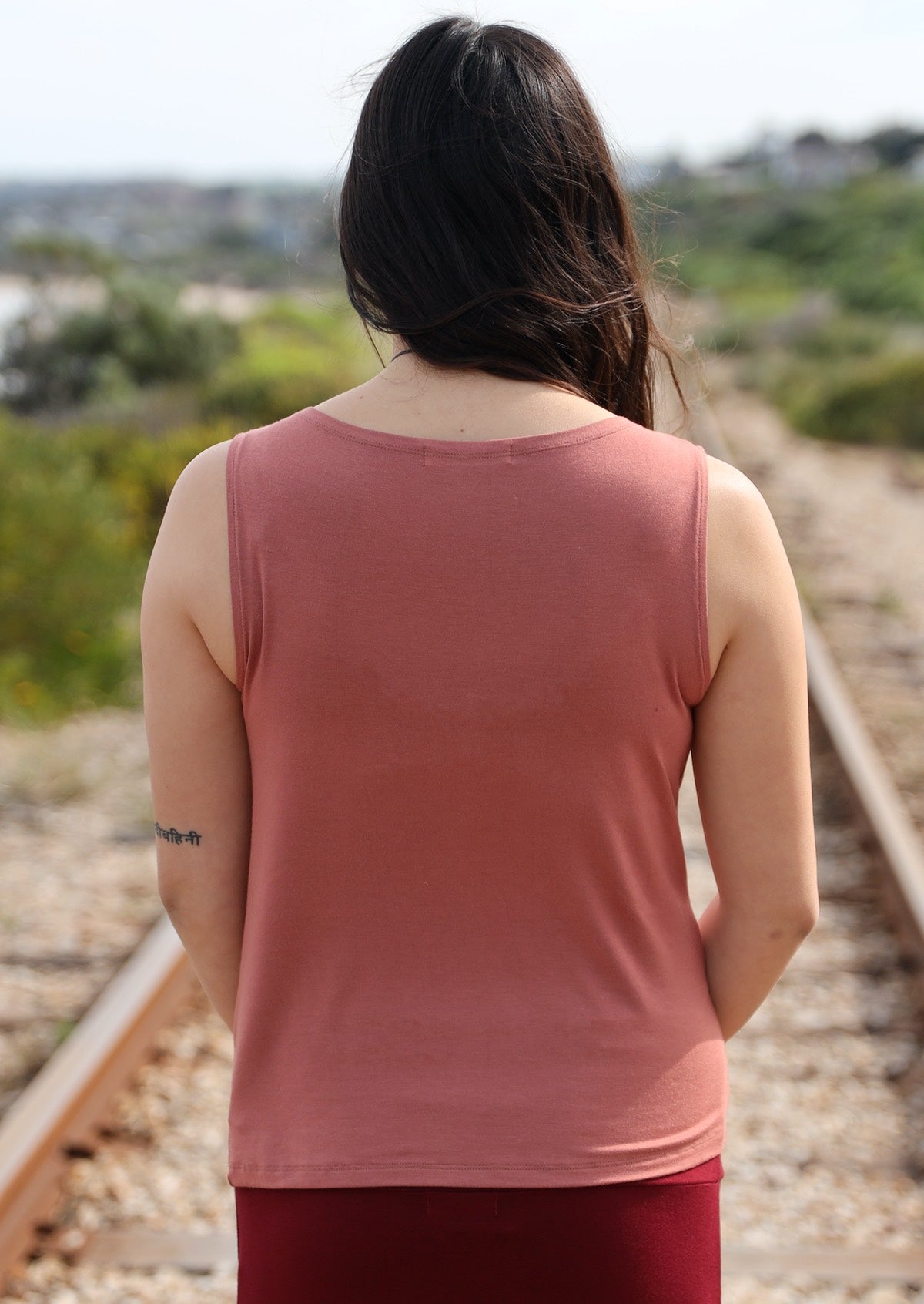 Cowl Neck Singlet Top Dusty Rose