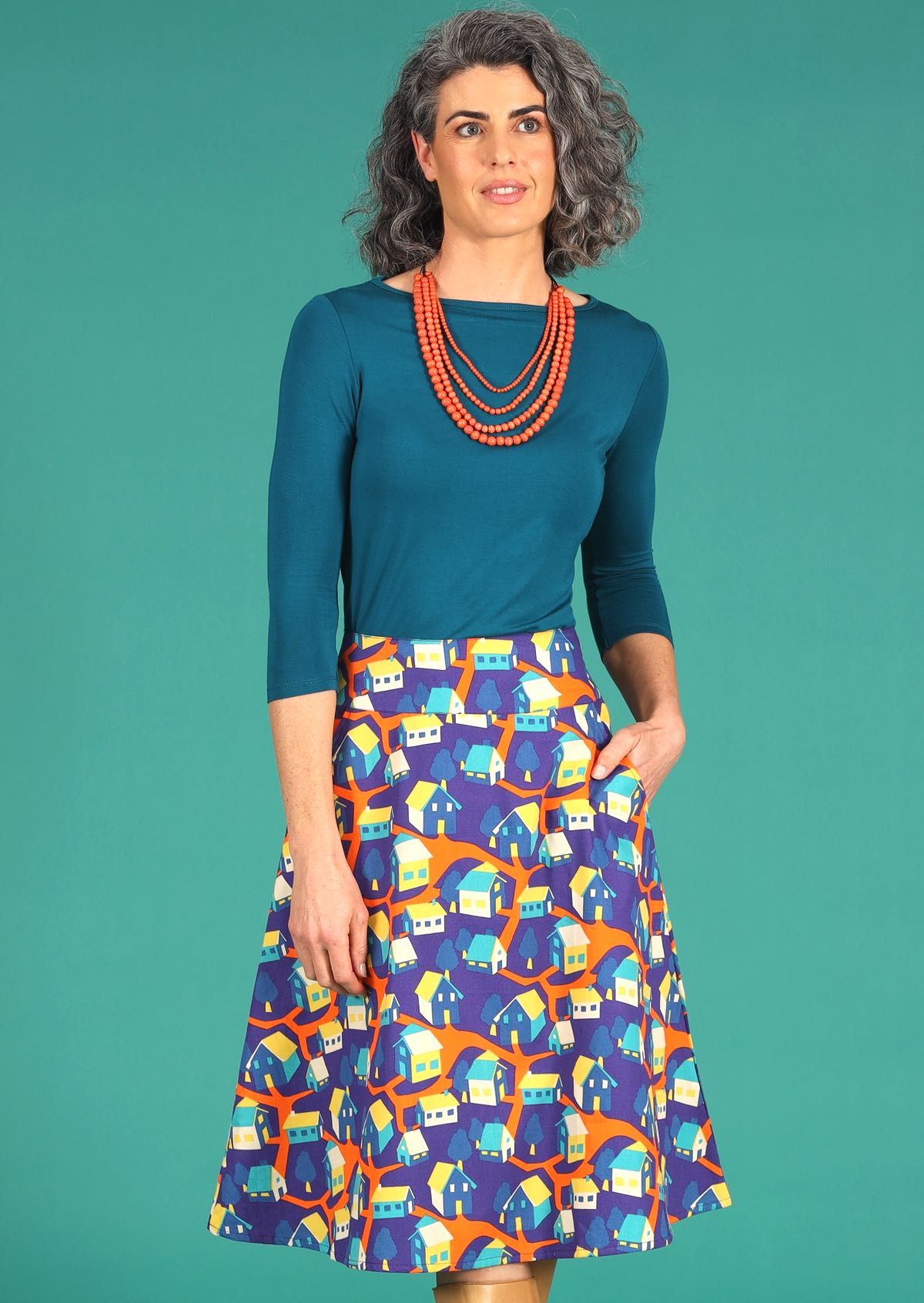 A line skirt blue best sale