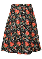 Gorgeous stylised Australian native floral print on black base cotton skirt