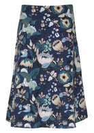 100% cotton blue toned floral women's skirt