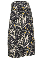 Gorgeous wattle print in greys and pops of yellow on a dark navy blue base cotton skirt